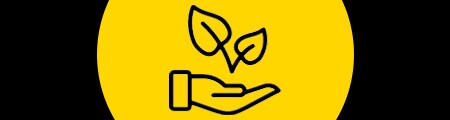 Pictogram Innovatie en duurzaamheid in de kleuren geel en zwart

